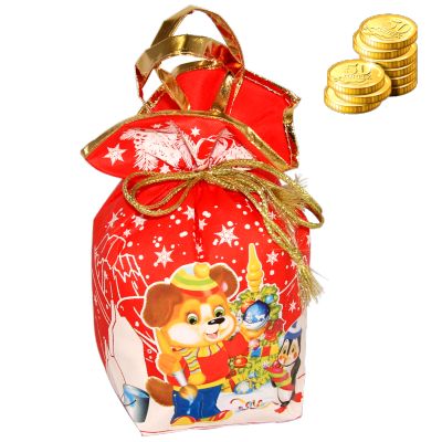 Детский подарок на Новый Год в мешочке весом 1450 грамм по цене 845 руб