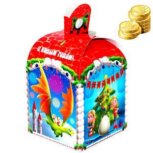 Сладкий новогодний подарок в мягкой игрушке весом 750 грамм по цене 433 руб