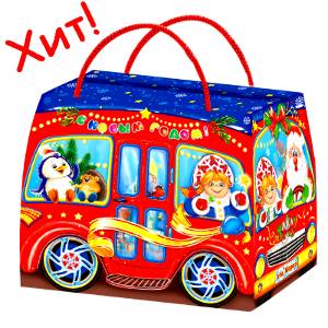 Детский новогодний подарок в картонной упаковке весом 750 грамм по цене 528 руб