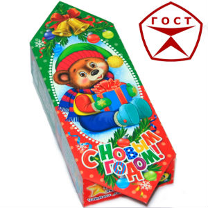 Детский новогодний подарок в картонной упаковке весом 600 грамм по цене 570 руб